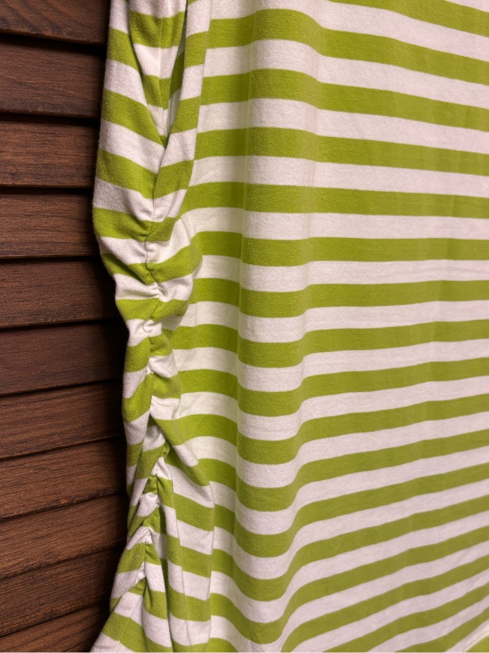 NWT MICHAEL KORS Green and White Striped Short-Sleeve Tee with Zip Detail - Picture 7 of 10